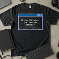 Blue Screen of Death Shirt in Black, Comfort Colors 1717 tee flat lay