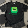 Esc For When Life Throws an Infinite Loop Shirt in Black, Comfort Colors 1717 tee flat lay
