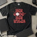 Her Code Her Rules Shirt in Black, Comfort Colors 1717 tee flat lay