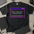 Null Pointer Exception Shirt in Black, Comfort Colors 1717 tee flat lay