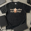Iced Coffee and Data Retro Shirt in Black, Comfort Colors 1717 tee flat lay