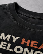 My Heart Belongs To Claude Premium Shirt — 100% Ringspun Cotton Macro Detail