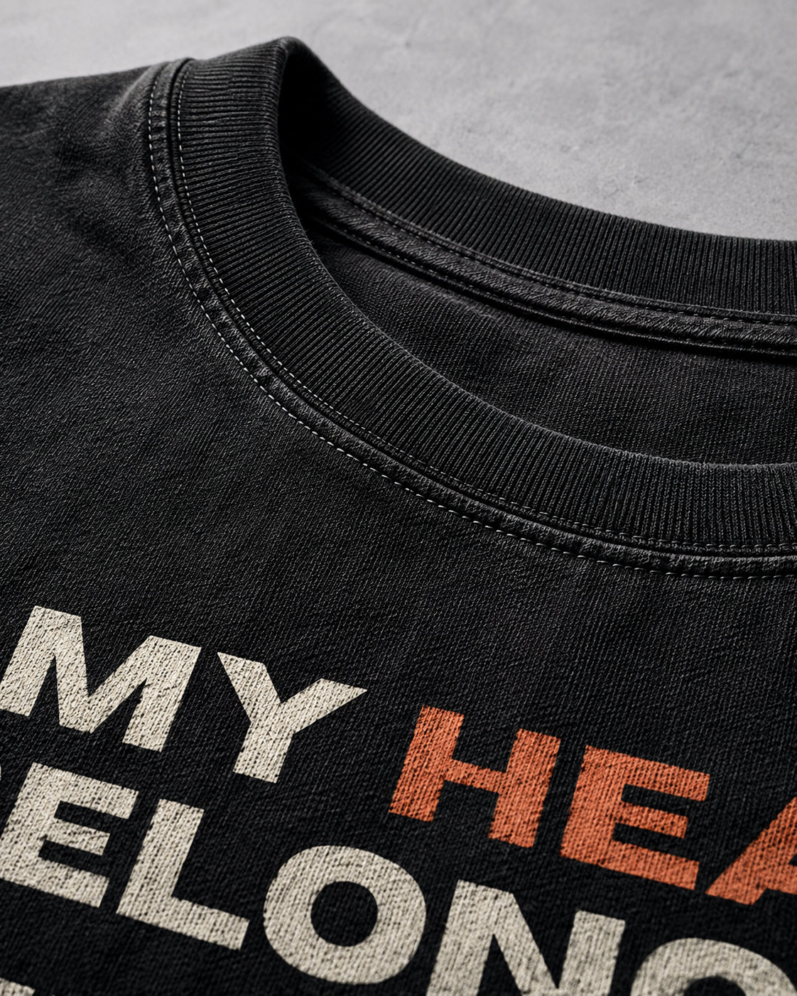 My Heart Belongs To Claude Premium Shirt — 100% Ringspun Cotton Macro Detail
