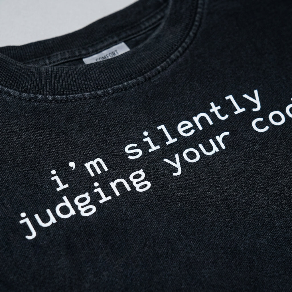 i'm silently judging your code Premium Shirt — 100% Ringspun Cotton Macro Detail