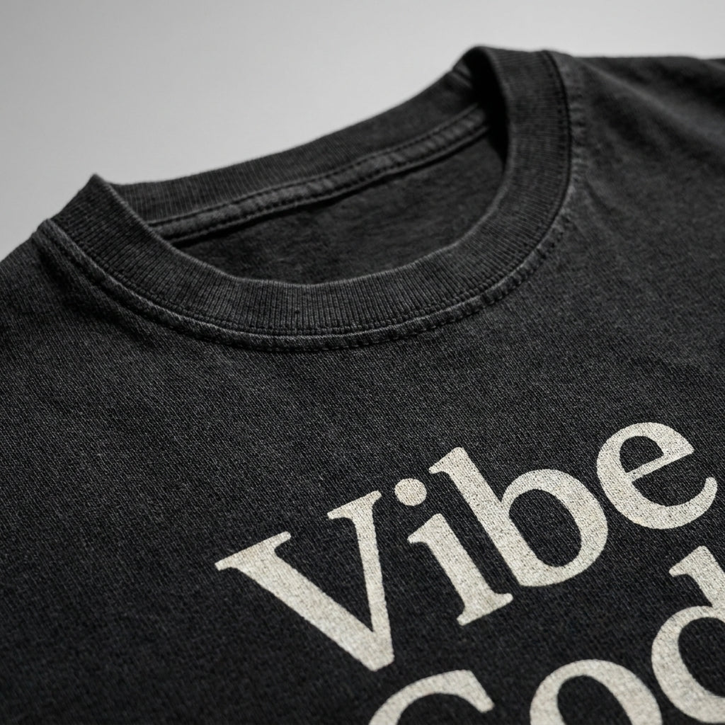 vibe coding Premium Shirt — 100% Ringspun Cotton Macro Detail