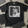 Shocked Cat Server Room Selfie Shirt in Black, Comfort Colors 1717 tee flat lay