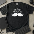 Senor Analyst Shirt in Black, Comfort Colors 1717 tee flat lay