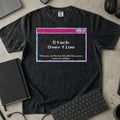 Stack Overflow Error Window Shirt in Black, Comfort Colors 1717 tee flat lay