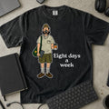 Eight Days a Week Shirt in Black, Comfort Colors 1717 tee flat lay
