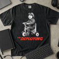 The Deploying Shirt in Black, Comfort Colors 1717 tee flat lay