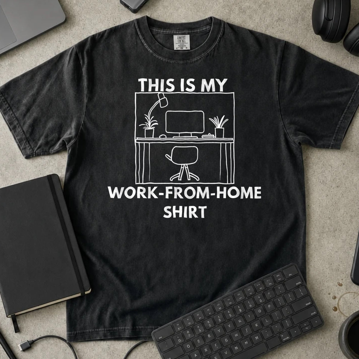 This Is My Work From Home Shirt Shirt in Black, Comfort Colors 1717 tee flat lay