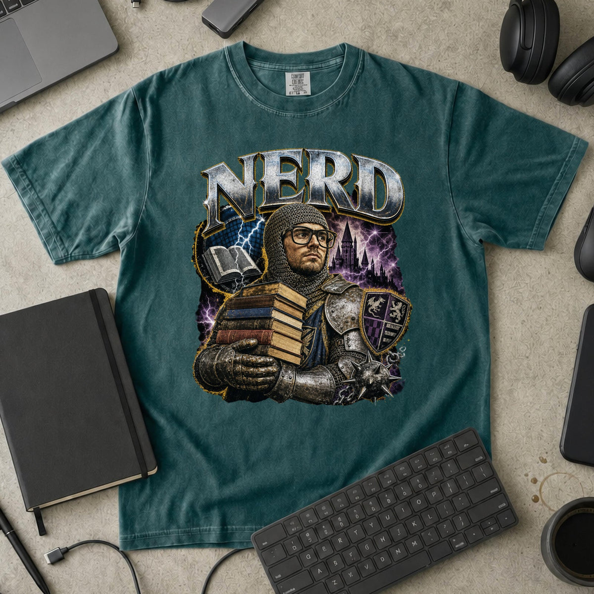 Nerd Collection Artwork 019 Premium Shirt - Blue Spruce mockup