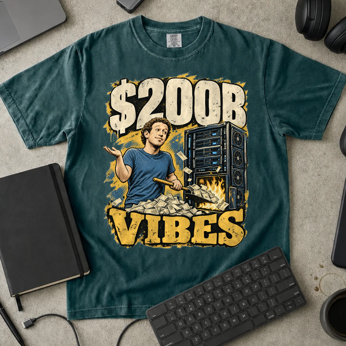 $200B Vibes Shirt — Blue Spruce Comfort Colors 1717 flat lay