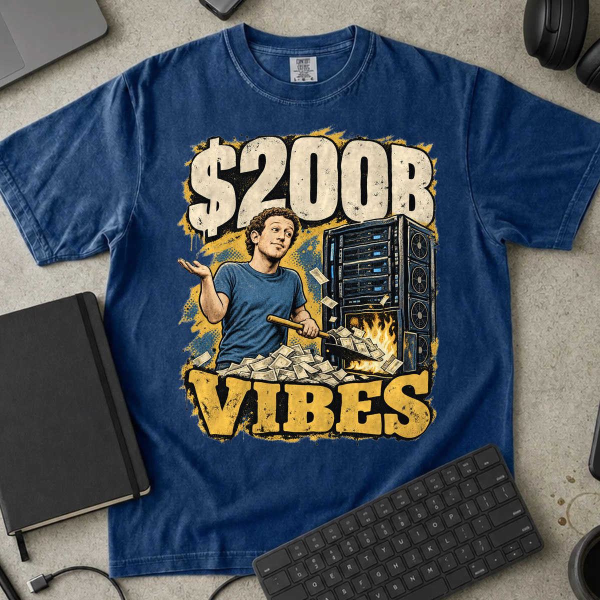 $200B Vibes Shirt — True Navy Comfort Colors 1717 flat lay