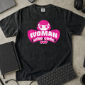 Woman Who Code Pixel Shirt in Black, Comfort Colors 1717 tee flat lay