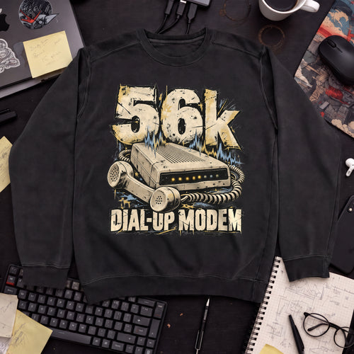 56k Dial-Up Modem Sweatshirt sweatshirt — Black