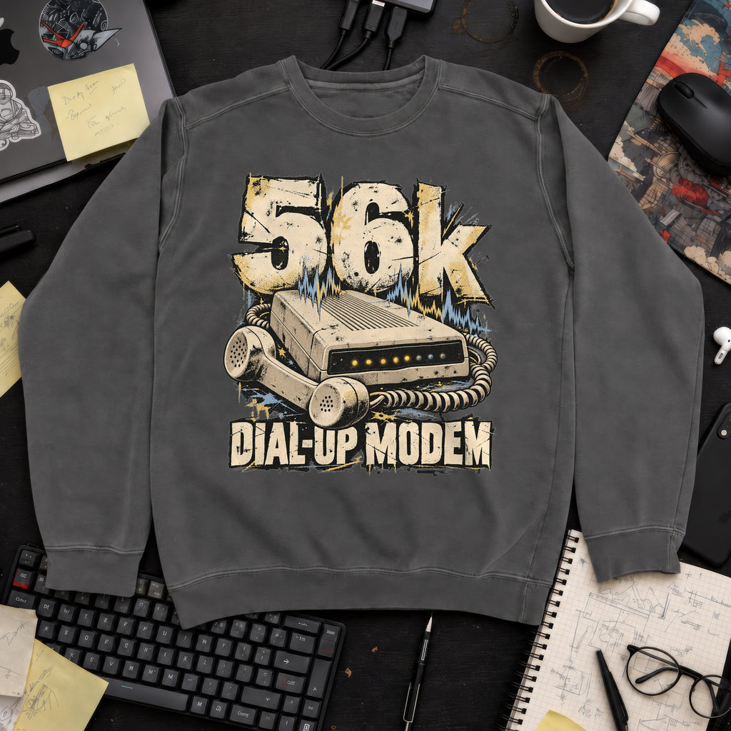 56k Dial-Up Modem Sweatshirt sweatshirt — Pepper