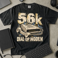 56k Dial-Up Modem Shirt — Black Comfort Colors 1717 flat lay