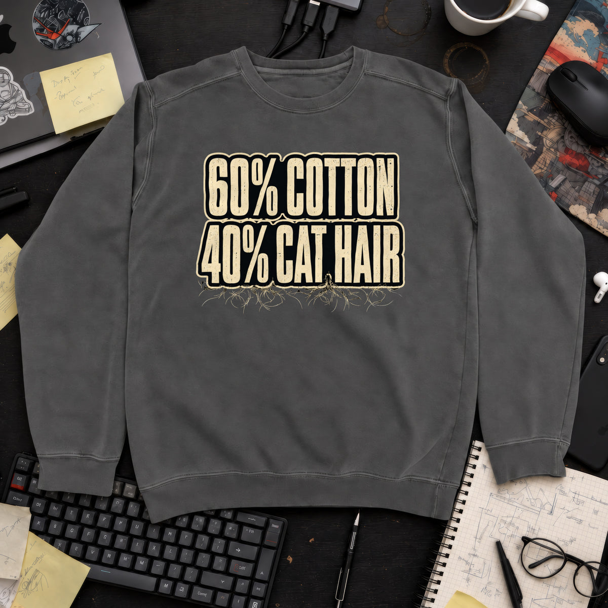 60% Cotton, 40% Cat Hair Sweatshirt — Pepper
