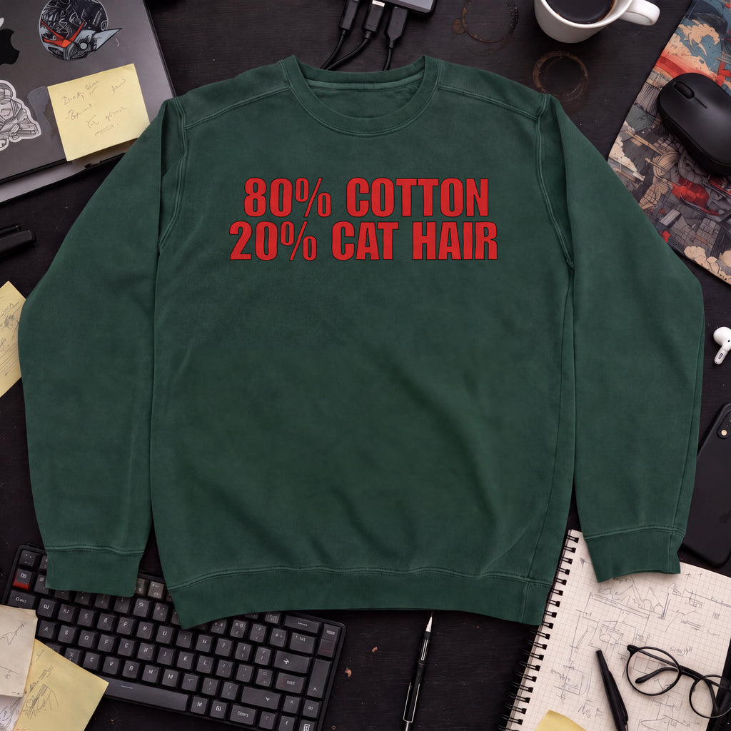 80% Cotton, 20% Cat Hair Sweatshirt — Bottle Green