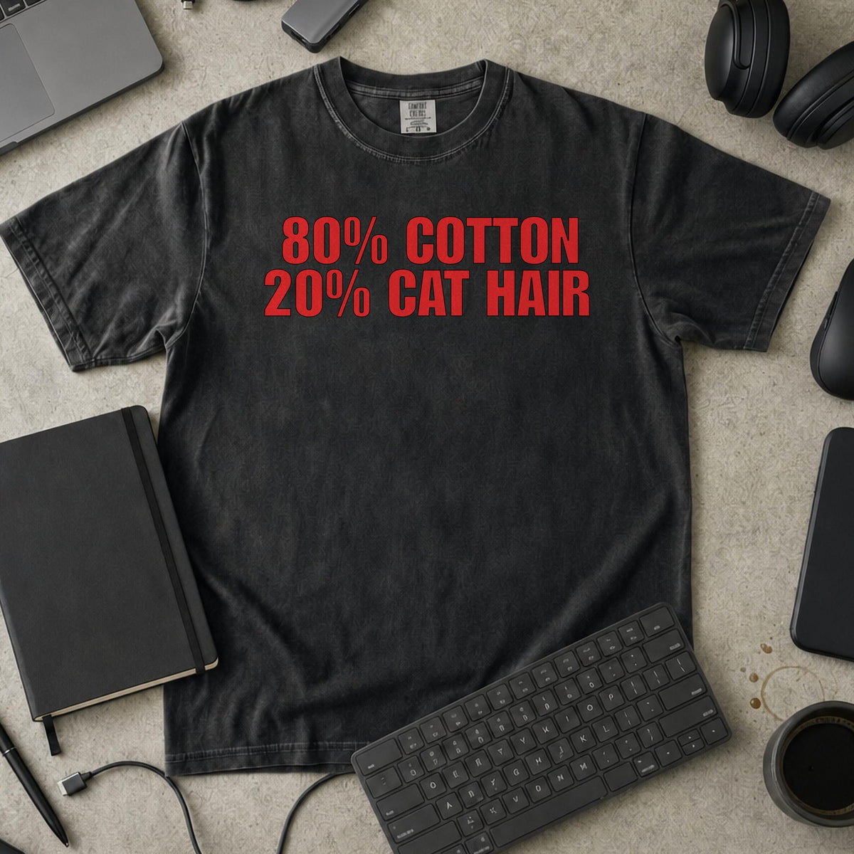 80% Cotton, 20% Cat Hair Premium Shirt - Black mockup