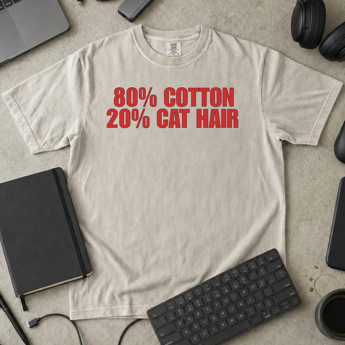80% Cotton, 20% Cat Hair Premium Shirt - Ivory mockup