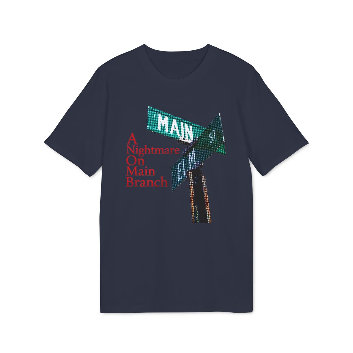 A Nightmare on Main Branch Shirt — French Navy — EU Creator 2.0 front mockup