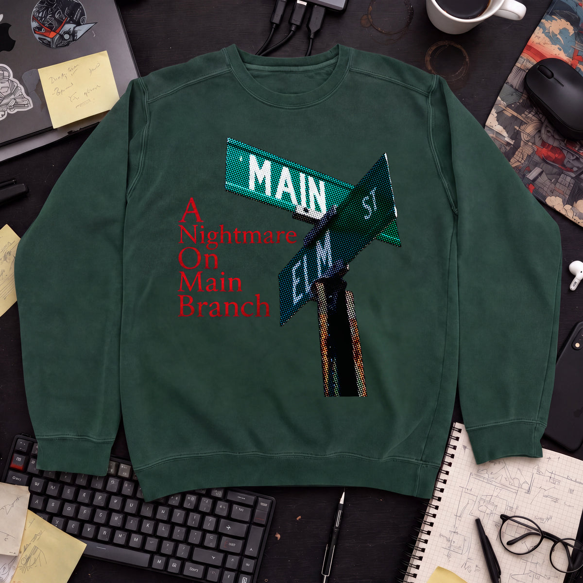 A Nightmare On Main Branch Sweatshirt — Bottle Green