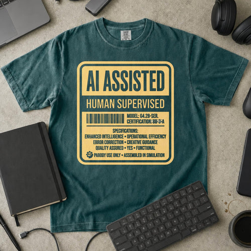 AI Assisted Human Supervised Premium Shirt — blue spruce Premium Shirt mock-up