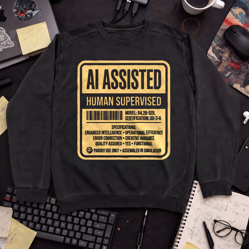 AI Assisted Human Supervised Sweatshirt — Black