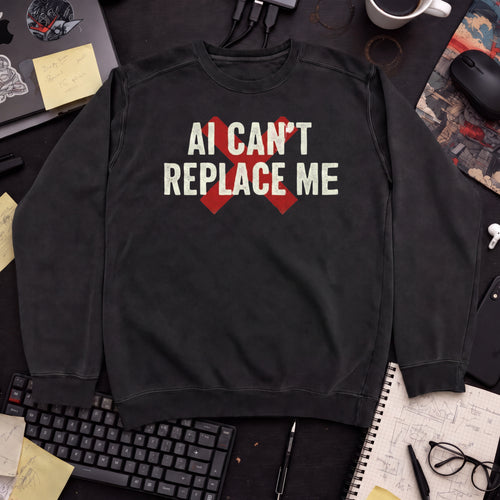 Ai Cant Replace Me Sweatshirt — Black