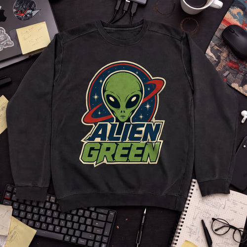 Alien Green Sweatshirt — Black