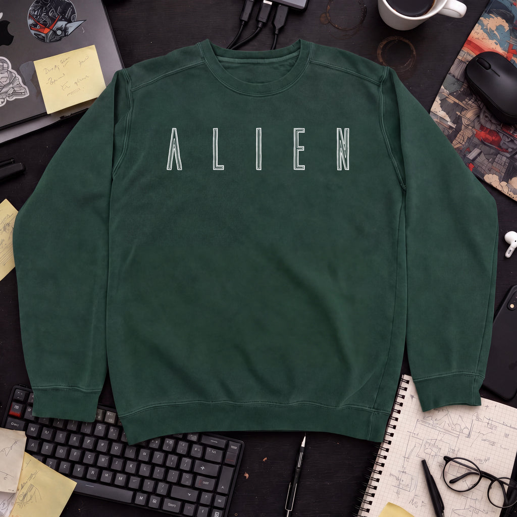 Alien Outline Sweatshirt — Bottle Green