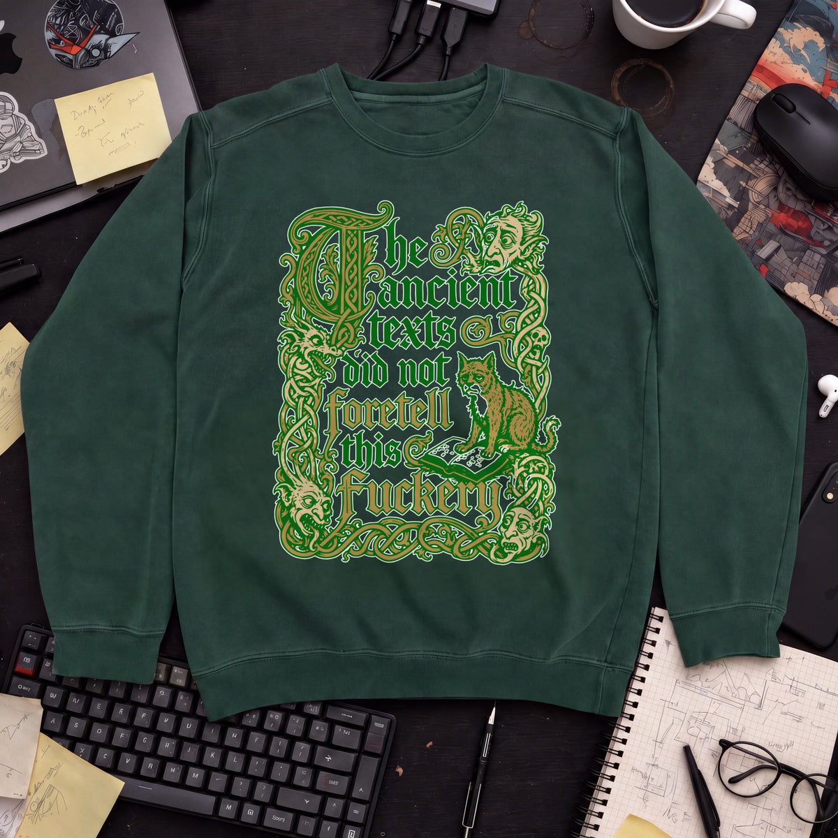 Ancient Texts Sweatshirt — Bottle Green
