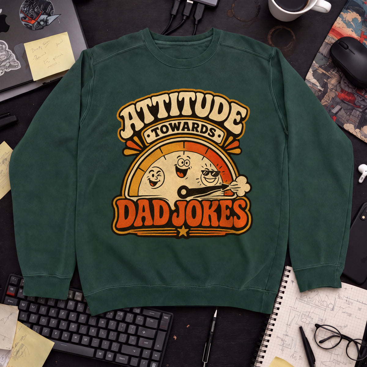 Attitude Toward Dad Jokes Sweatshirt — Bottle Green