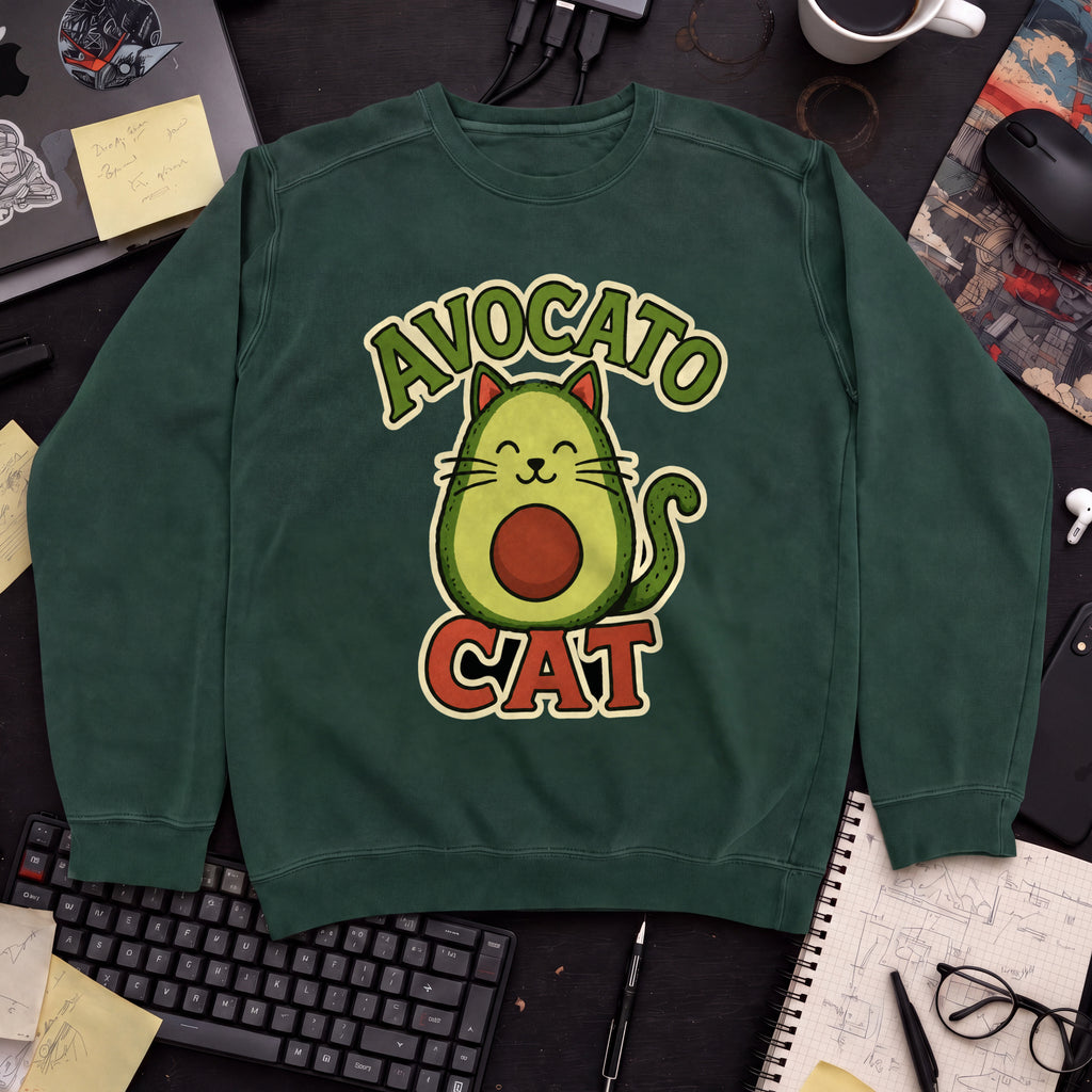 Avocato Cat Sweatshirt — Bottle Green
