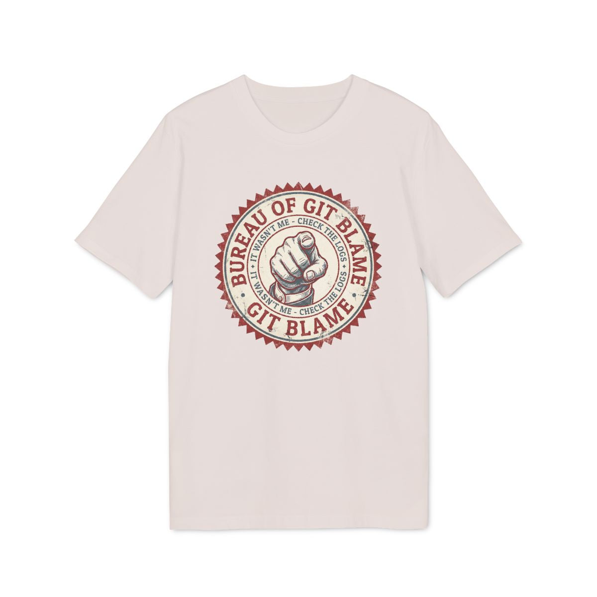 Bureau of Git Blame Shirt — Vintage White — EU Creator 2.0 front mockup