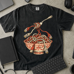 Cable Spaghetti Shirt — Black Comfort Colors 1717 flat lay