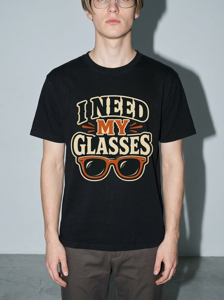 I Need My Glasses Premium Shirt - black--bust_to_thigh