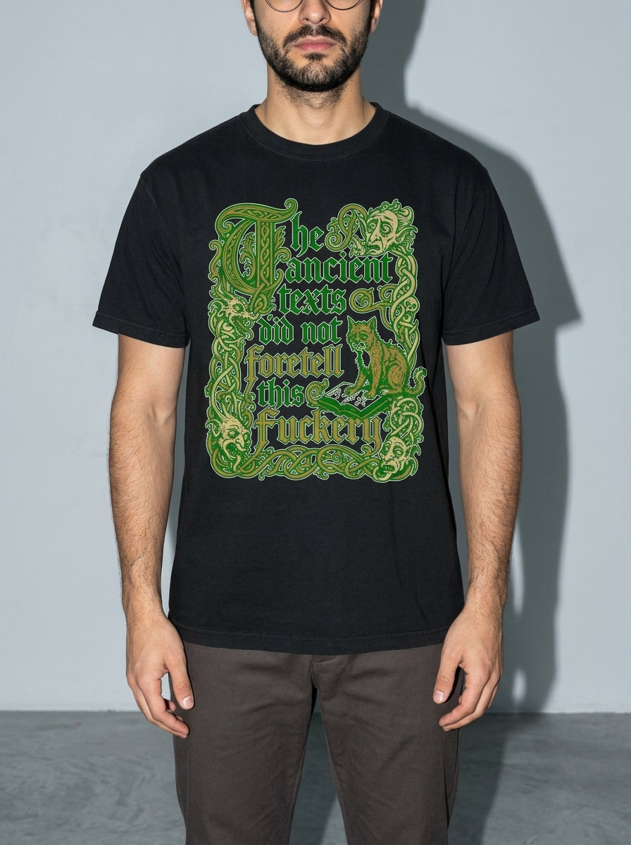 Ancient Texts Premium Shirt - black--bust_to_thigh