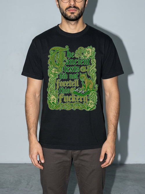 Ancient Texts Premium Shirt - black--bust_to_thigh