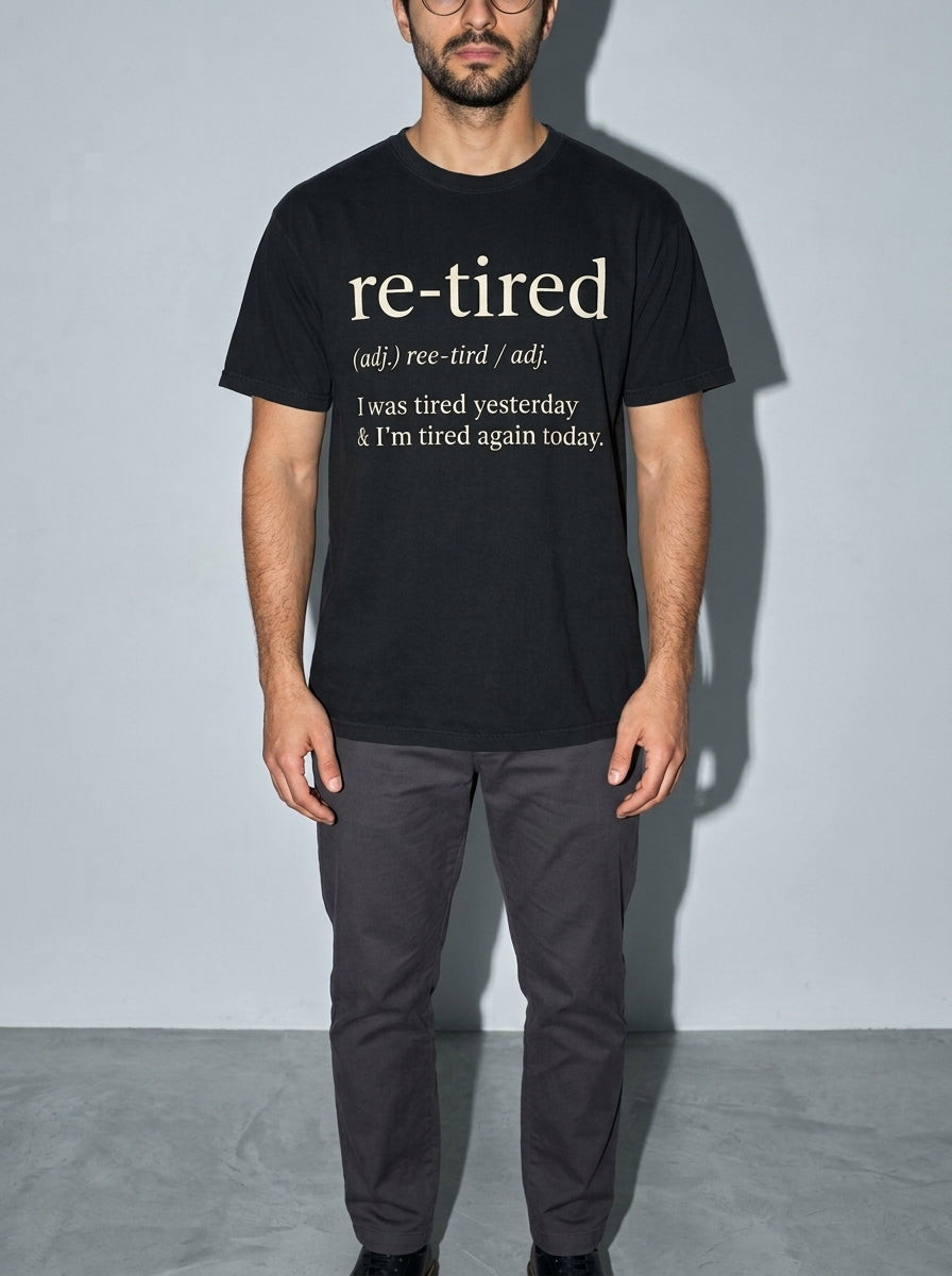 Re-Tired Premium Shirt - black--bust_to_thigh