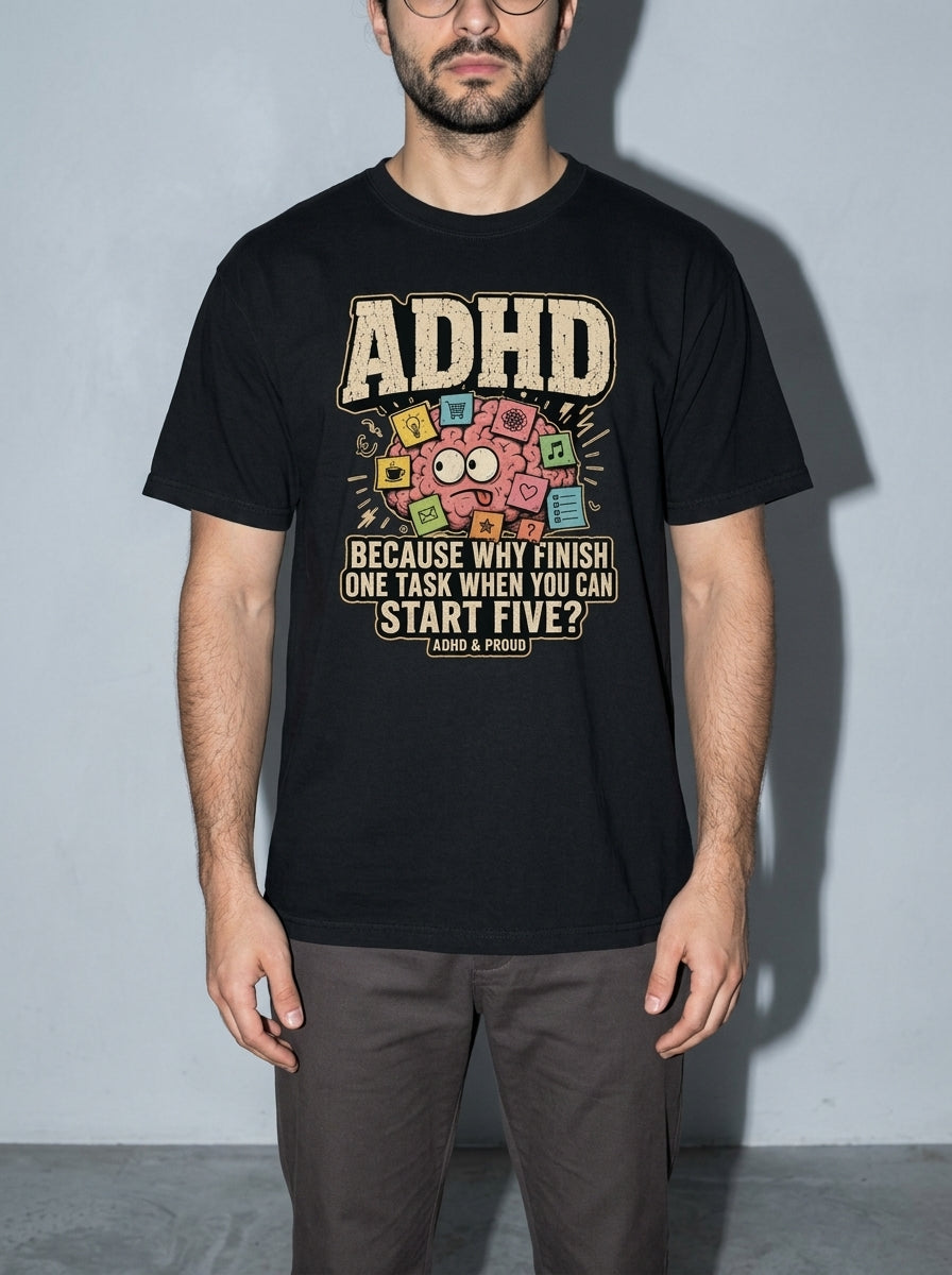 ADHD & Proud Premium Shirt - black--bust_to_thigh