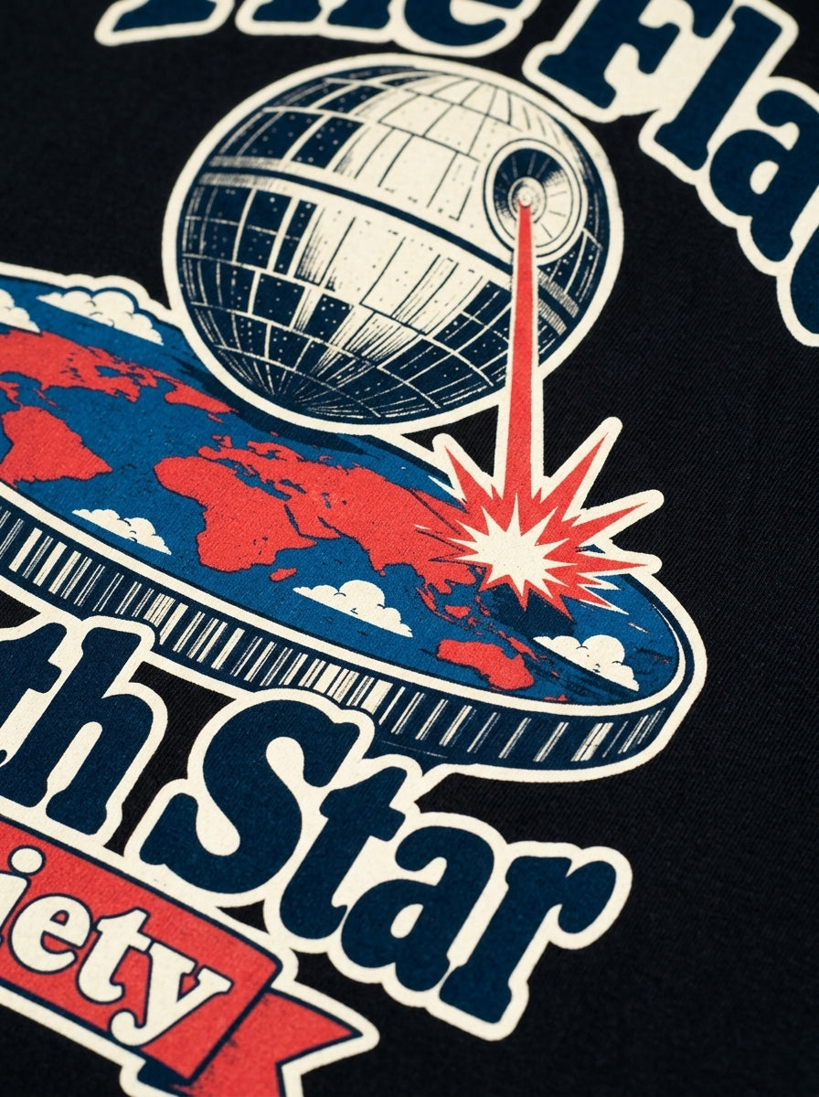 Flat Death Star Society Premium Shirt - black--macro