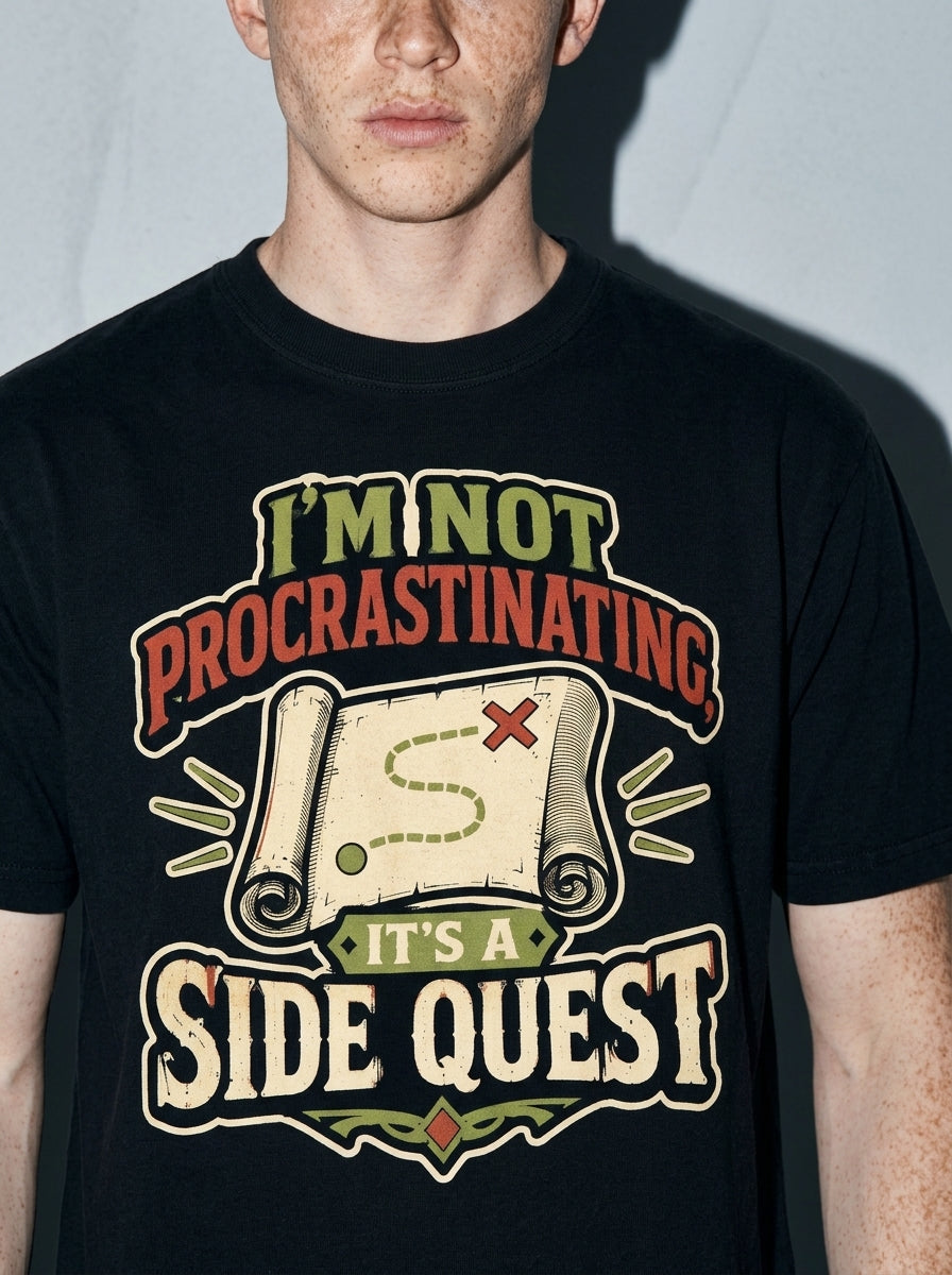 Side Quest Premium Shirt - black--macro