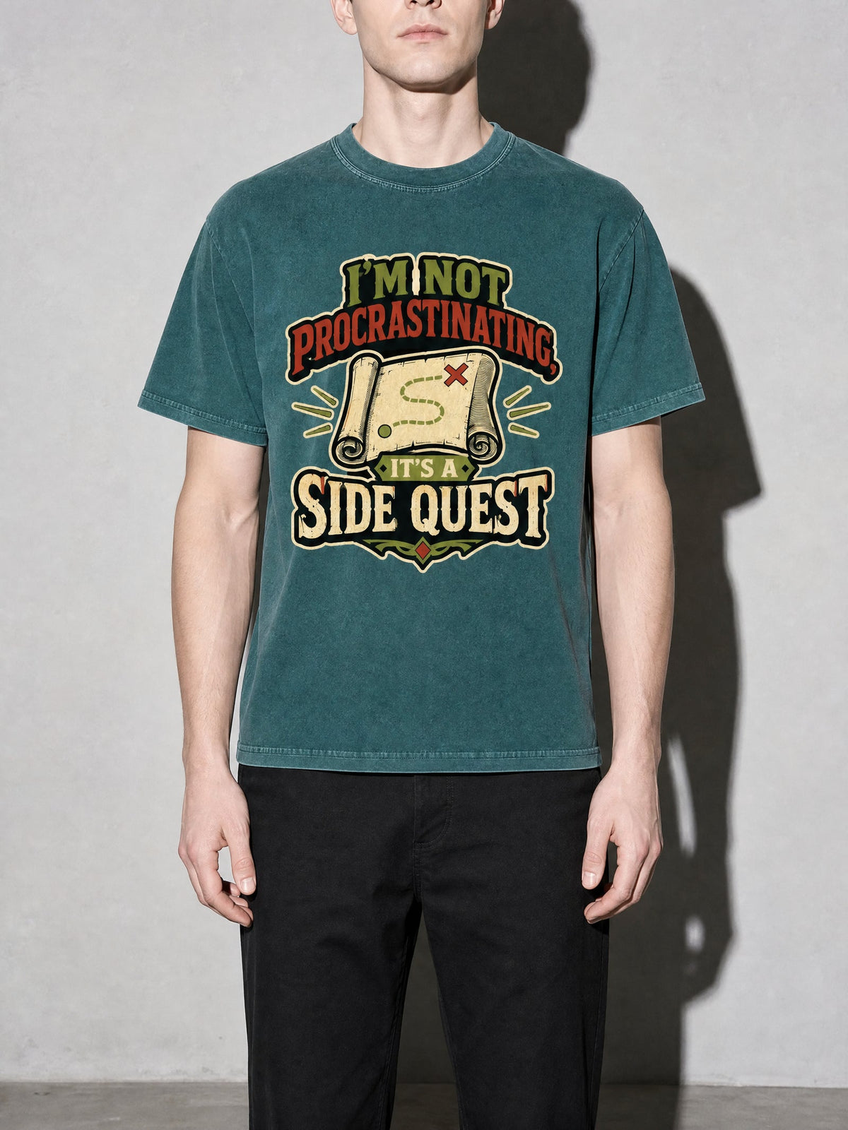 Side Quest Premium Shirt - blue-spruce--bust_to_thigh