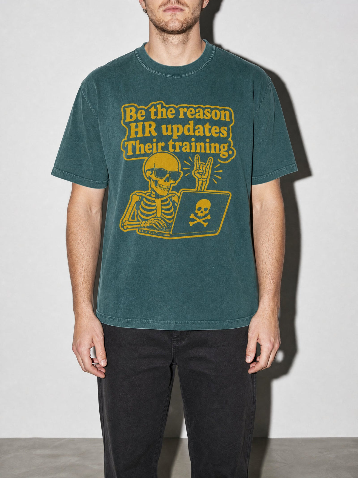 HR Training Premium Shirt - blue-spruce--bust_to_thigh