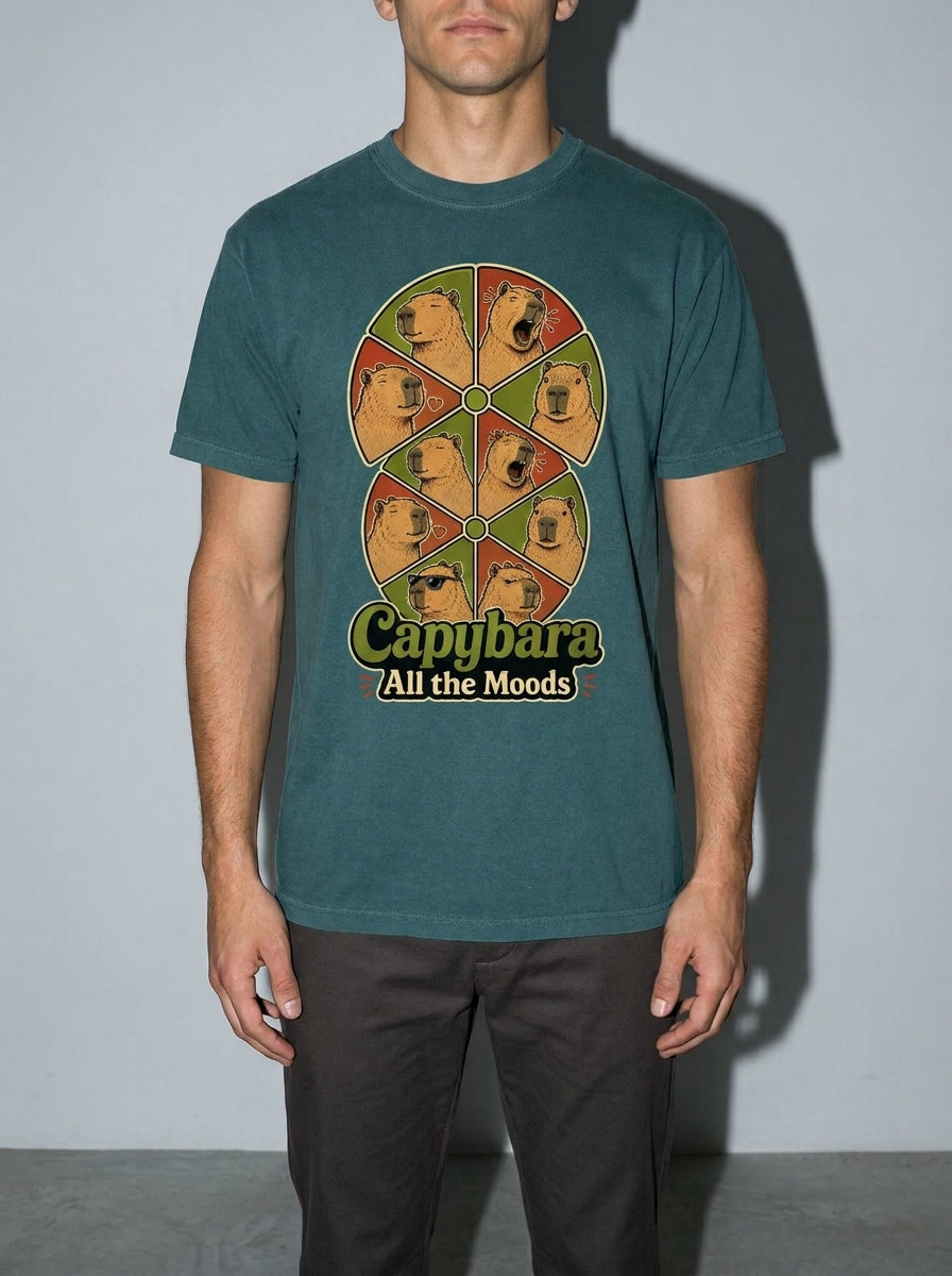 Capybara All the Moods Premium Shirt - blue-spruce--bust_to_thigh