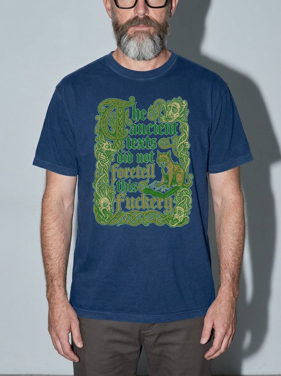 Ancient Texts Premium Shirt - true-navy--bust_to_thigh