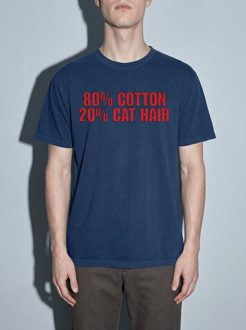 80% Cotton, 20% Cat Hair Premium Shirt - true-navy--bust_to_thigh